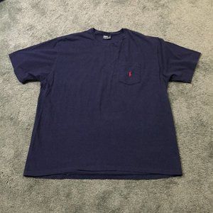 Vtg Polo Ralph Lauren T Shirt Mens Size X-Large Blue Red Pocket Casual Cotton